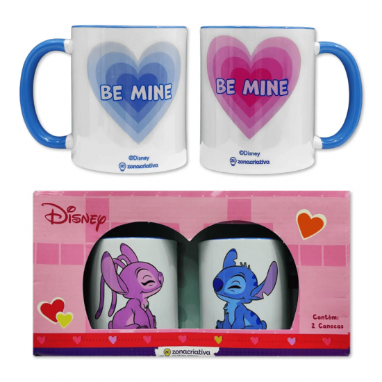 KIT C/ 2 CANECAS POP 350ML STITCH MINHA METADE KIT C/ 2 CANECAS POP 350ML STITCH MINHA METADE