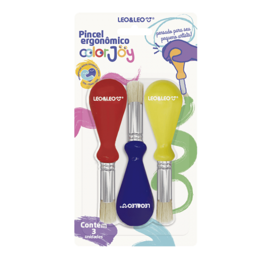 PINCEL C/ PEGA ERG PONTA REDONDA COLOR JOY C/3 LEO LEO PINCEL C/ PEGA ERG PONTA REDONDA COLOR JOY C/3 LEO LEO