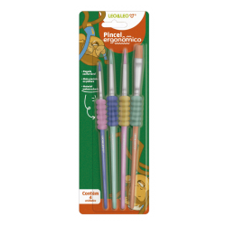 Kit Pincel Ergonômico com Borracha – 4 Unidades Leo & Leo Kit Pincel Ergonômico com Borracha – 4 Unidades Leo & Leo