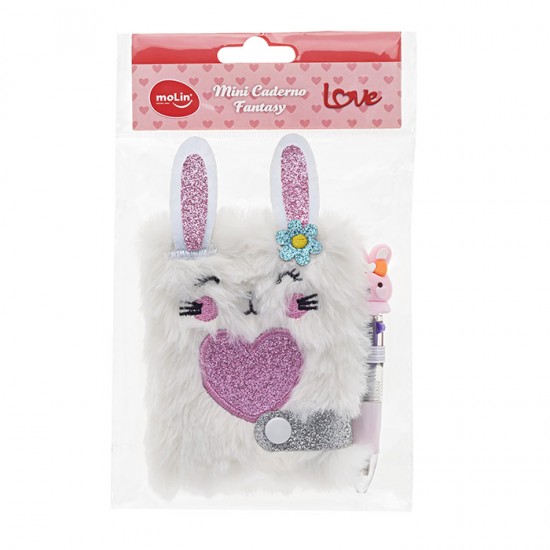 MINI CADERNO LOVE COELHO+CANETA 4 CORES