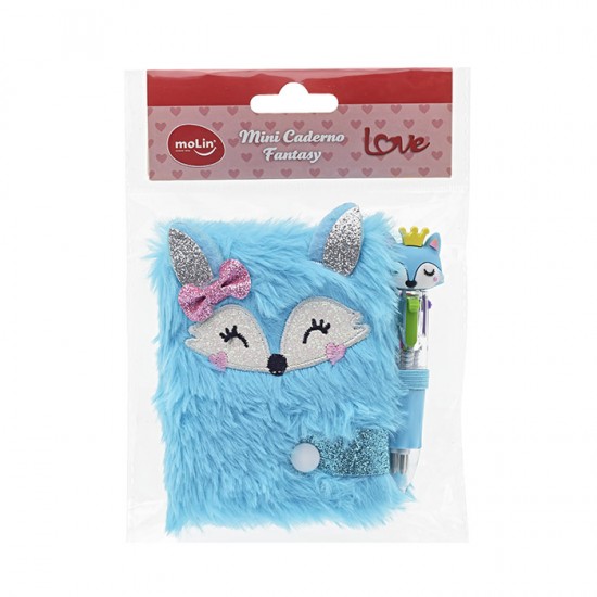 MINI CADERNO LOVE RAPOSA +CANETA 4 CORES MINI CADERNO LOVE RAPOSA +CANETA 4 CORES