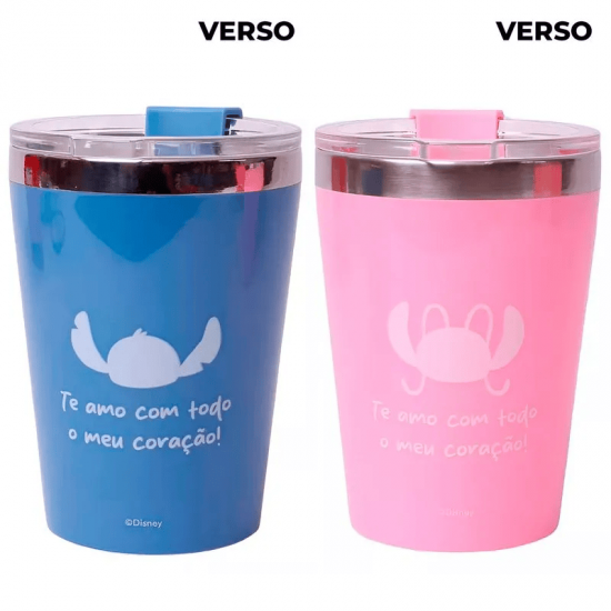 Kit Copo Snap Stitch e Angel 300ml em Aço Inox Kit Copo Snap Stitch e Angel 300ml em Aço Inox