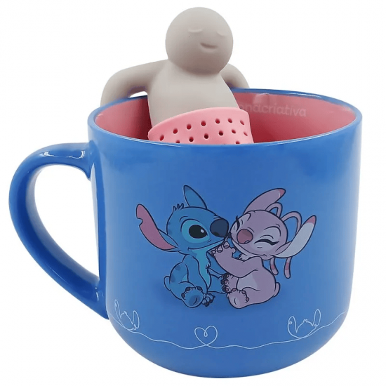 Caneca Stitch e Angel com Infusor 350ml – Cerâmica Criativa Disney Caneca Stitch e Angel com Infusor 350ml – Cerâmica Criativa Disney
