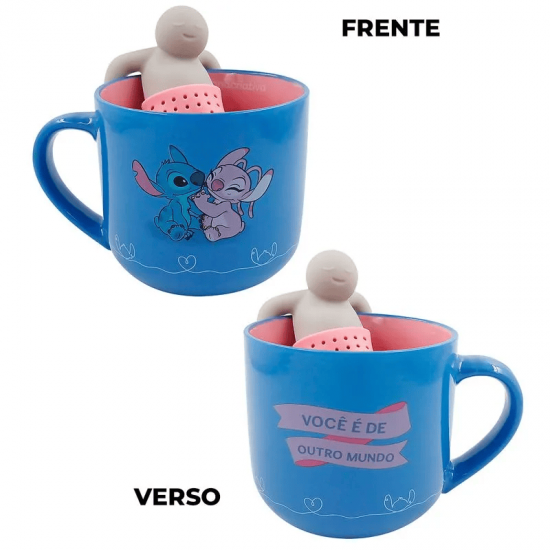 Caneca Stitch e Angel com Infusor 350ml – Cerâmica Criativa Disney Caneca Stitch e Angel com Infusor 350ml – Cerâmica Criativa Disney