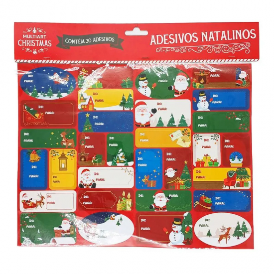 Adesivo Natalino “De/Para” – 30 Peças em Papel – Multiart Adesivo Natalino “De/Para” – 30 Peças em Papel – Multiart