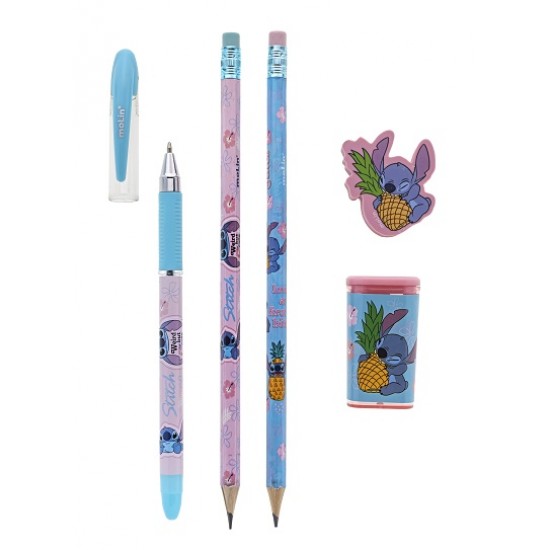 KIT ESCOLAR STITCH 5PÇS -1CAN,2LAPIS,1BORR,1APONT KIT ESCOLAR STITCH 5PÇS -1CAN,2LAPIS,1BORR,1APONT