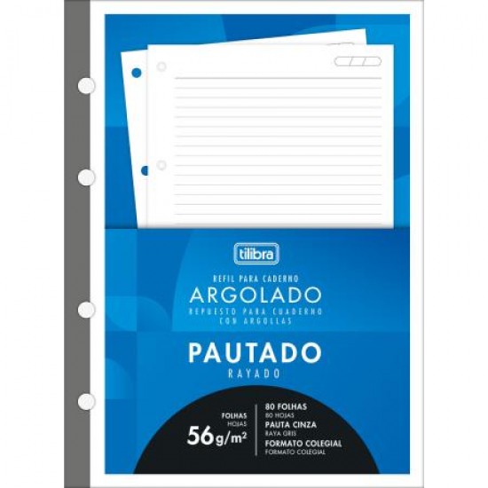 Refil Tiliflex para Caderno Argolado Colegial Pautado 80 Folhas – Tilibra Refil Tiliflex para Caderno Argolado Colegial Pautado 80 Folhas – Tilibra