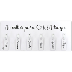 Porta-Chave de Parede em MDF 15x34cm – Frase Motivacional “Ao Voltar Para Casa…”