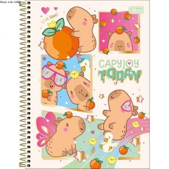 Caderno Espiral Capa Dura Universitário 1 Matéria CapyClub 80 Folhas – Tilibra Caderno Espiral Capa Dura Universitário 1 Matéria CapyClub 80 Folhas – Tilibra