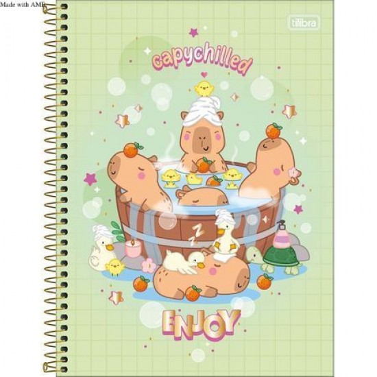 Caderno Espiral Capa Dura Universitário 1 Matéria CapyClub 80 Folhas – Tilibra Caderno Espiral Capa Dura Universitário 1 Matéria CapyClub 80 Folhas – Tilibra