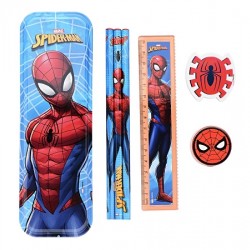 KIT FACE SPIDERMAN 7 PCS - Estojo, lápis, régua, apontador, borracha KIT FACE SPIDERMAN 7 PCS - Estojo, lápis, régua, apontador, borracha