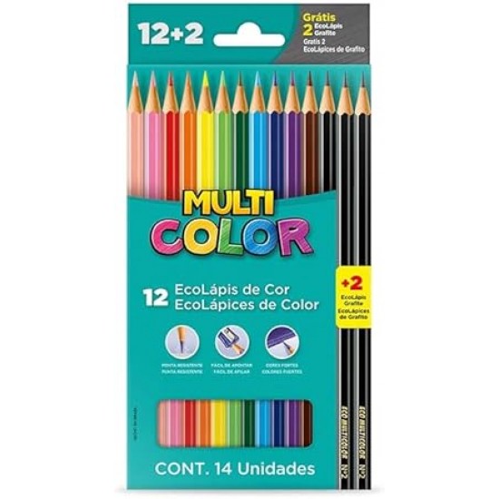 LAPIS DE COR MULTICOLOR C/12 +2 LAPIS GRAFITE FABER CASTELL LAPIS DE COR MULTICOLOR C/12 +2 LAPIS GRAFITE FABER CASTELL