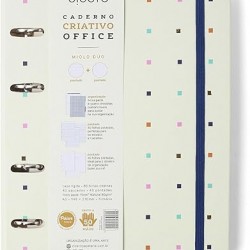 CADERNO CRIATIVO ARGOLADO CÍCERO OFFICE DUO BOSSA NOVA PAUTADO & PONTADO A5 PONTOS OFF WHITE