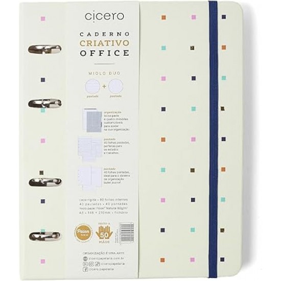CADERNO CRIATIVO ARGOLADO CÍCERO OFFICE DUO BOSSA NOVA PAUTADO & PONTADO A5 PONTOS OFF WHITE CADERNO CRIATIVO ARGOLADO CÍCERO OFFICE DUO BOSSA NOVA PAUTADO & PONTADO A5 PONTOS OFF WHITE