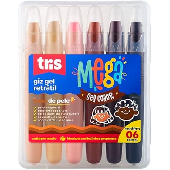 GIZ RETR TRIS MEGA GEL PELE 6COR CJTO GIZ RETR TRIS MEGA GEL PELE 6COR CJTO