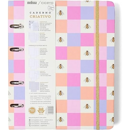 CADERNO CRIATIVO ARGOLADO CÍCERO MELISSA PAUTADO 17X24 CASINHA DAS ABELHAS CADERNO CRIATIVO ARGOLADO CÍCERO MELISSA PAUTADO 17X24 CASINHA DAS ABELHAS