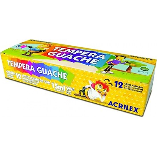 TINTA TEMPERA GUACHE 12 CORES 15ML TINTA TEMPERA GUACHE 12 CORES 15ML