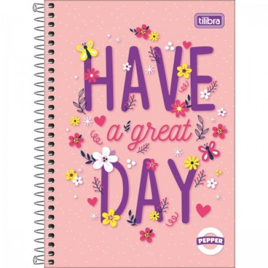 Caderno Espiral Capa Dura 1/4 Pepper Feminino 80 Folhas – Tilibra Caderno Espiral Capa Dura 1/4 Pepper Feminino 80 Folhas – Tilibra