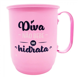 Caneca de Alumínio “Diva Não Bebe” – Leve, Resistente e Divertida