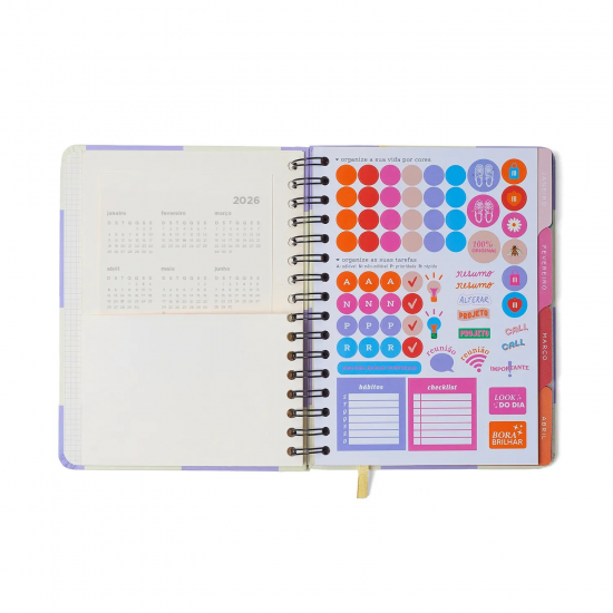 Agenda Planner Wire-O 2026 Melissa Semanal Notas com Divisórias A5 Block Bloomy Agenda Planner Wire-O 2026 Melissa Semanal Notas com Divisórias A5 Block Bloomy
