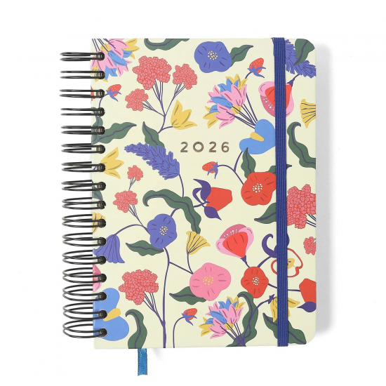 Agenda Planner Wire-o 2026 Doce Florada Diária A5 Off White – Cícero