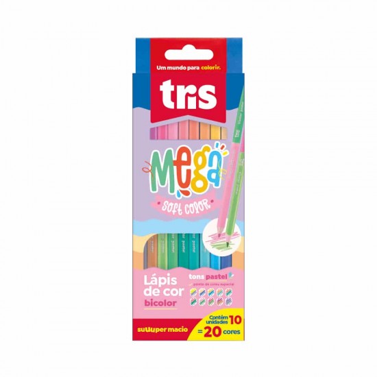 LAPIS COR MEGASOFT PONTA DUPLA PASTEL 20CORES LAPIS COR MEGASOFT PONTA DUPLA PASTEL 20CORES