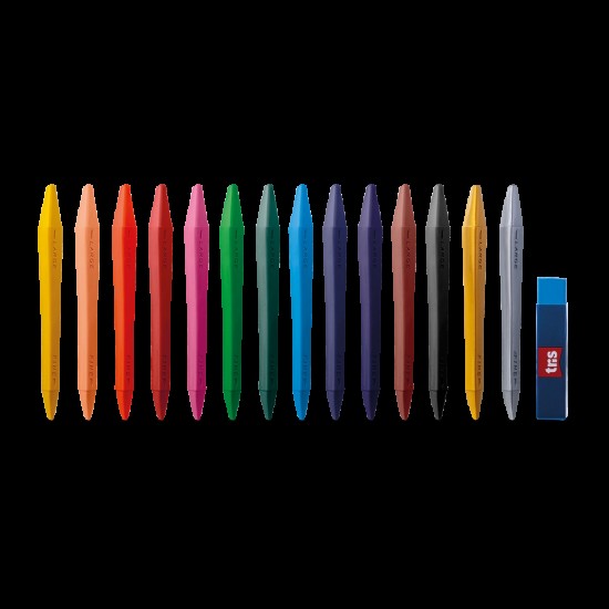 Giz Apagável Tris – 12 Cores Vibrantes + 2 Metálicas com Borracha – Liberdade Criativa Giz Apagável Tris – 12 Cores Vibrantes + 2 Metálicas com Borracha – Liberdade Criativa