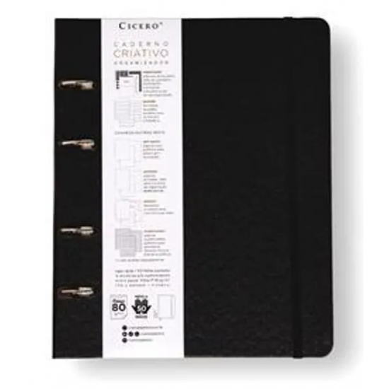 CADERNO CRIATIVO ARGOLADO CÍCERO ORG. CLASSICA PAUTADO 17X24 PRETO CADERNO CRIATIVO ARGOLADO CÍCERO ORG. CLASSICA PAUTADO 17X24 PRETO