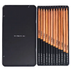 LÁPIS GRAPHITE ARTOOLS 12 GRADUAÇÕES ESTOJO METAL ARTÍSTICO