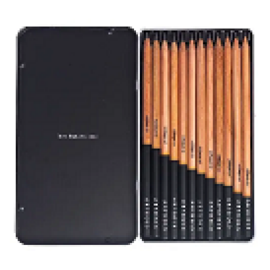 LÁPIS GRAPHITE ARTOOLS 12 GRADUAÇÕES ESTOJO METAL ARTÍSTICO
