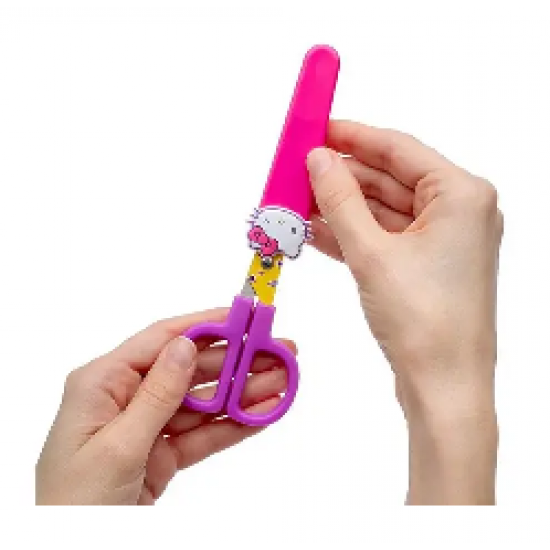 TESOURA ESCOLAR ESTAMPADA COM CAPA HELLO KITTY LEOLEO