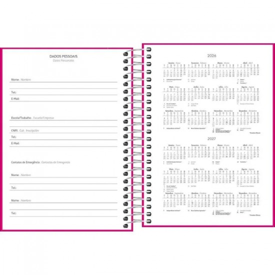 Agenda Espiral Pepper Rosa 2026 – Tilibra Agenda Espiral Pepper Rosa 2026 – Tilibra