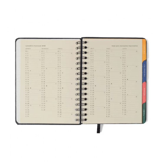 Agenda Planner Wire-O 2026 Clássica Semanal Notas com Divisórias A5 Preto Agenda Planner Wire-O 2026 Clássica Semanal Notas com Divisórias A5 Preto
