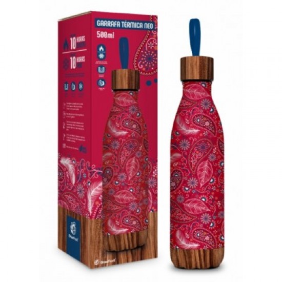 GARRAFA TERMICA METAL NEO 500ML FLY PAISLEY ROSA GARRAFA TERMICA METAL NEO 500ML FLY PAISLEY ROSA