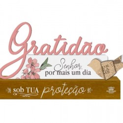 Enfeite de Mesa com Palavra “Gratidão” – Cerejeira