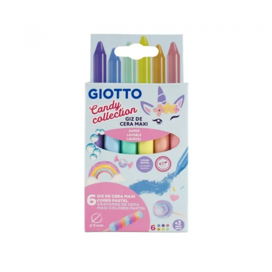 Giz Giotto Cera Maxi Candy C/6 Cores Giz Giotto Cera Maxi Candy C/6 Cores