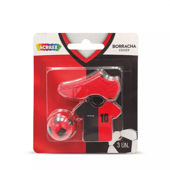 Borracha Acrilex Futebol Vermelho e Preto