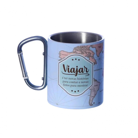 Caneca Mosquetão 300ml - Viajar é ter novas histórias Caneca Mosquetão 300ml - Viajar é ter novas histórias