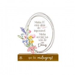 Enfeite de Mesa “Minha Fé Está Além…” com Borboleta