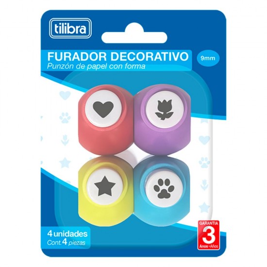 Furador Decorado 9mm Kit com 4 – Tilibra