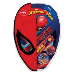KIT FACE SPIDERMAN 7 PCS - Estojo, lápis, régua, apontador, borracha