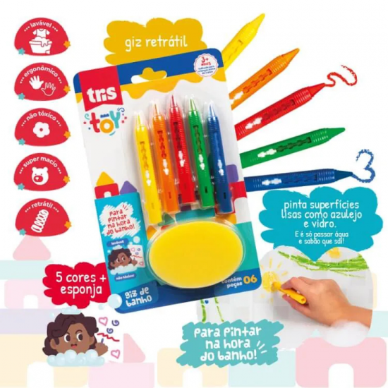 GIZ DE BANHO TRIS TOY CART 5UN + ESPONJA GIZ DE BANHO TRIS TOY CART 5UN + ESPONJA