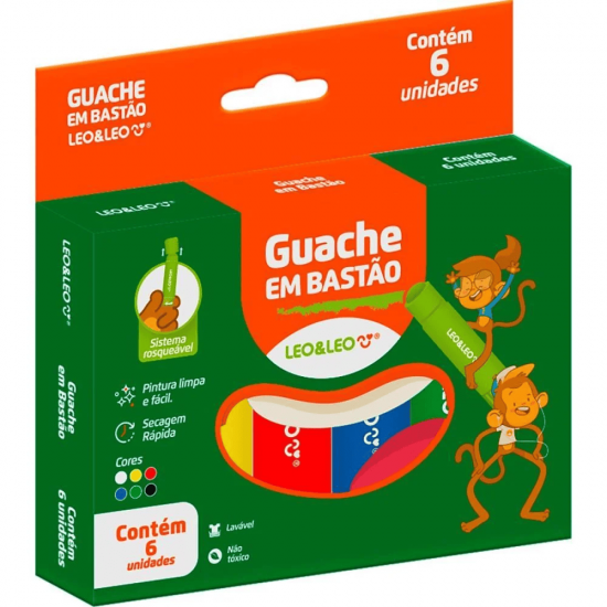 Têmpera Guache Bastão 6 Cores Leo&Leo – Pintura sem sujeira! Têmpera Guache Bastão 6 Cores Leo&Leo – Pintura sem sujeira!