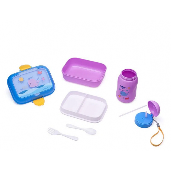 KIT LANCHE FUNDO DO MAR GARRAFA PLASTICA 500ML + MARMITA 700ML LEO LEO KIT LANCHE FUNDO DO MAR GARRAFA PLASTICA 500ML + MARMITA 700ML LEO LEO