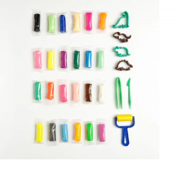 KIT MASSA DE MODELAR OVO DINO 24 CORES C/7 MOLDES LEOELEO