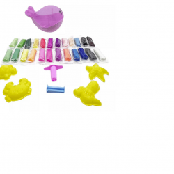 MASSA DE MODELAR FUNDO DO MAR BALEIA - DISPLAY C/ 6 - 24 CORES MAIS 5 MOLDES LEOELEO