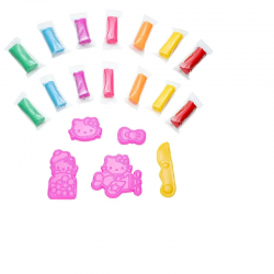 MASSINHA DE MODELAR CORACAO HELLO KITTY KIT C/ 175G 7 CORES + 5 MOLDES
