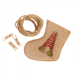 Varal “Feliz Natal” 14 cm × 2,5 m – Botas de Juta Verde e Vermelho