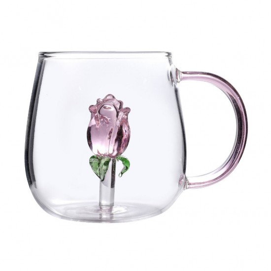 Caneca de Vidro 350ml Flor 3D – Design Sofisticado para Bebidas Quentes e Frias Caneca de Vidro 350ml Flor 3D – Design Sofisticado para Bebidas Quentes e Frias