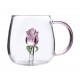 Caneca de Vidro 350ml Flor 3D – Design Sofisticado para Bebidas Quentes e Frias Caneca de Vidro 350ml Flor 3D – Design Sofisticado para Bebidas Quentes e Frias